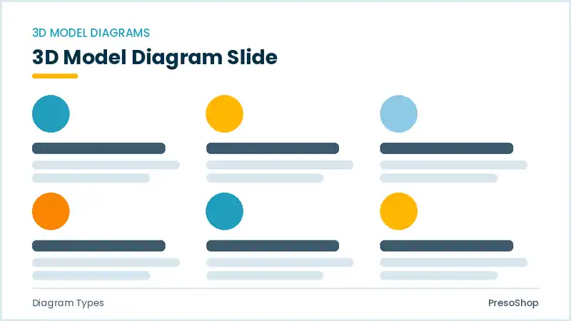 Editable PowerPoint 3d model diagram slide template, built from recolourable native shapes for diagram types decks