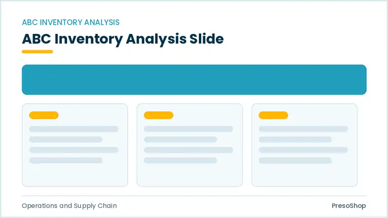 Editable PowerPoint abc inventory analysis slide template, built from recolourable native shapes for operations and supply chain decks