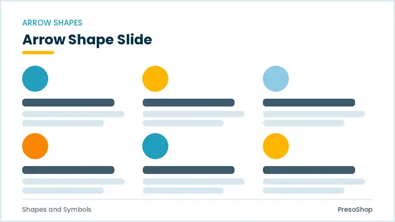 Editable PowerPoint arrow shape slide template, built from recolourable native shapes for shapes and symbols decks