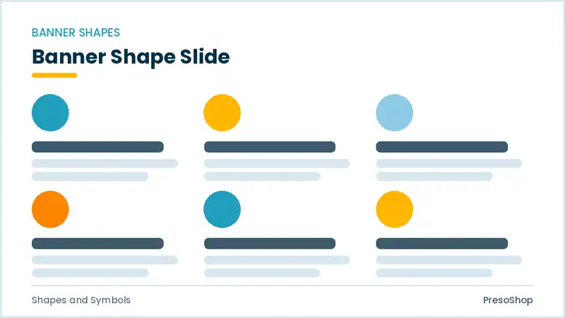 Editable PowerPoint banner shape slide template, built from recolourable native shapes for shapes and symbols decks