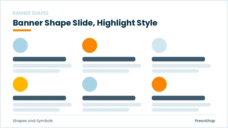 Editable PowerPoint banner shape slide template with an accented takeaway, built from recolourable native shapes for shapes and symbols decks