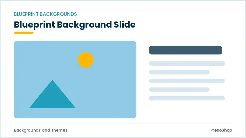 Editable PowerPoint blueprint background slide template, built from recolourable native shapes for backgrounds and themes decks