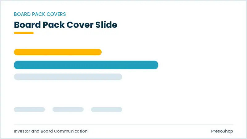 Editable PowerPoint board pack cover slide template, built from recolourable native shapes for investor and board communication decks