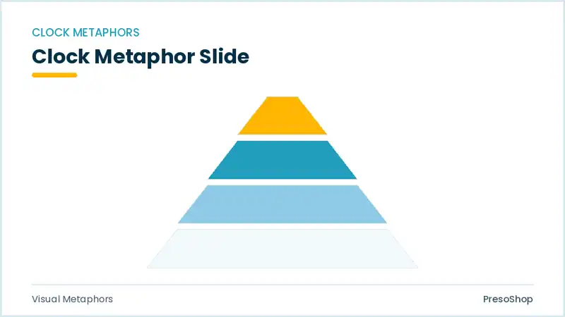 Editable PowerPoint clock metaphor slide template, built from recolourable native shapes for visual metaphors decks