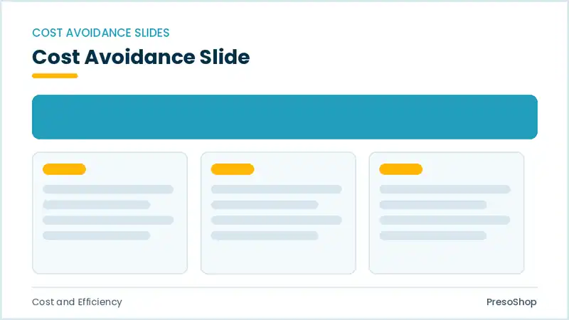 Editable PowerPoint cost avoidance slide template, built from recolourable native shapes for cost and efficiency decks