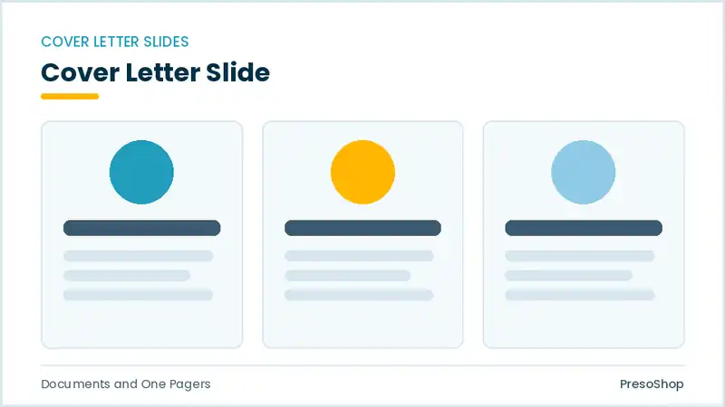Editable PowerPoint cover letter slide template, built from recolourable native shapes for documents and one pagers decks