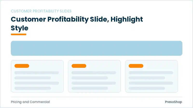 Editable PowerPoint customer profitability slide template with an accented takeaway, built from recolourable native shapes for pricing and commercial decks
