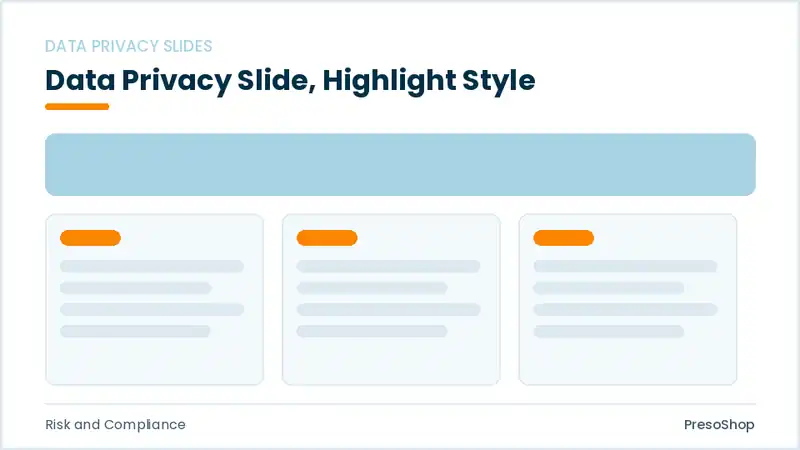 Editable PowerPoint data privacy slide template with an accented takeaway, built from recolourable native shapes for risk and compliance decks