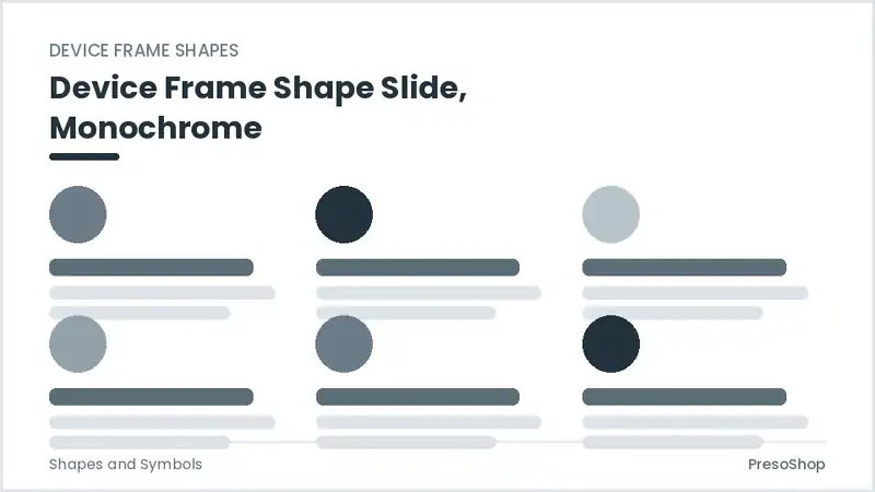 Editable PowerPoint device frame shape slide template in a monochrome treatment, built from recolourable native shapes for shapes and symbols decks