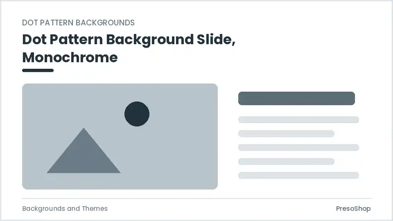 Editable PowerPoint dot pattern background slide template in a monochrome treatment, built from recolourable native shapes for backgrounds and themes decks
