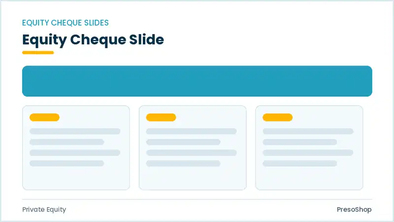 Editable PowerPoint equity cheque slide template, built from recolourable native shapes for private equity decks