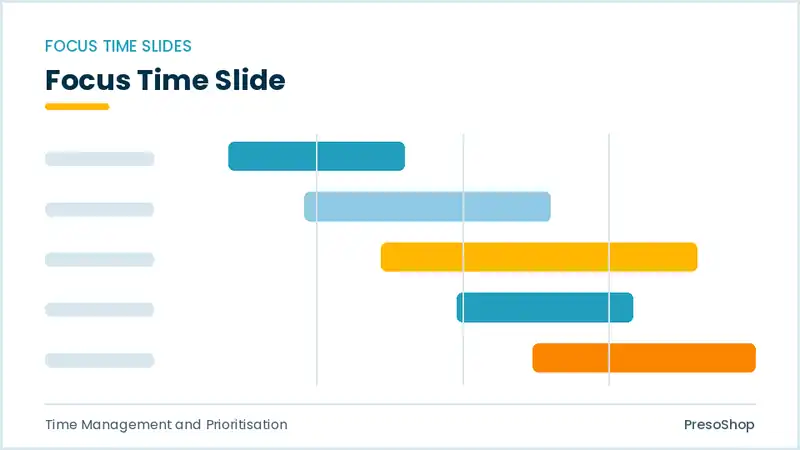 Editable PowerPoint focus time slide template, built from recolourable native shapes for time management and prioritisation decks