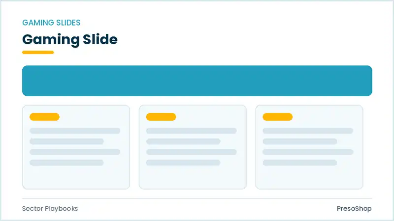 Editable PowerPoint gaming slide template, built from recolourable native shapes for sector playbooks decks
