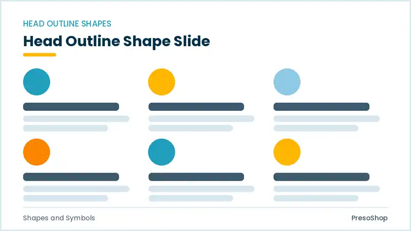 Editable PowerPoint head outline shape slide template, built from recolourable native shapes for shapes and symbols decks
