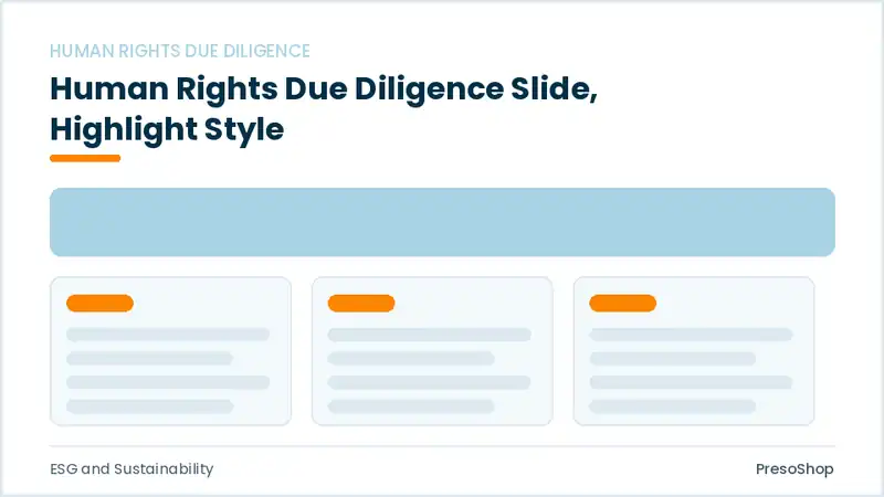 Editable PowerPoint human rights due diligence slide template with an accented takeaway, built from recolourable native shapes for esg and sustainability decks