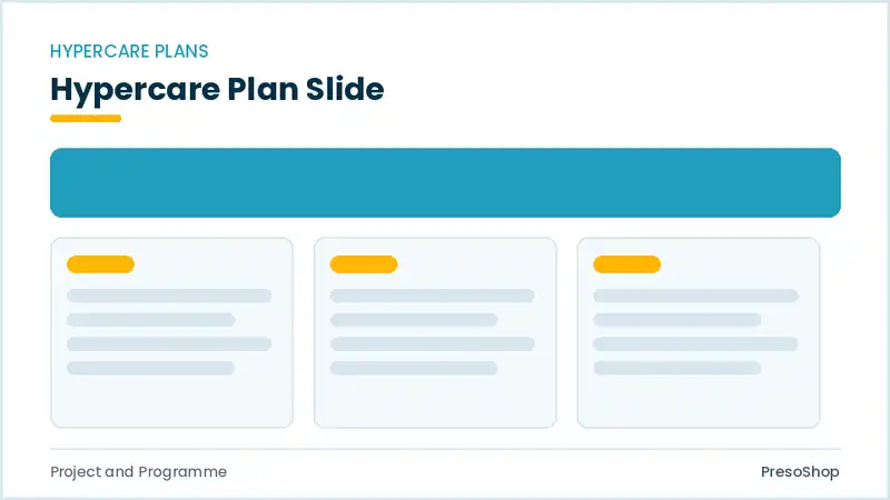 Editable PowerPoint hypercare plan slide template, built from recolourable native shapes for project and programme decks