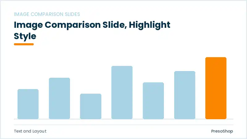 Editable PowerPoint image comparison slide template with an accented takeaway, built from recolourable native shapes for text and layout decks