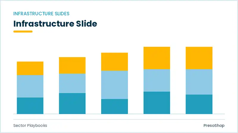 Editable PowerPoint infrastructure slide template, built from recolourable native shapes for sector playbooks decks
