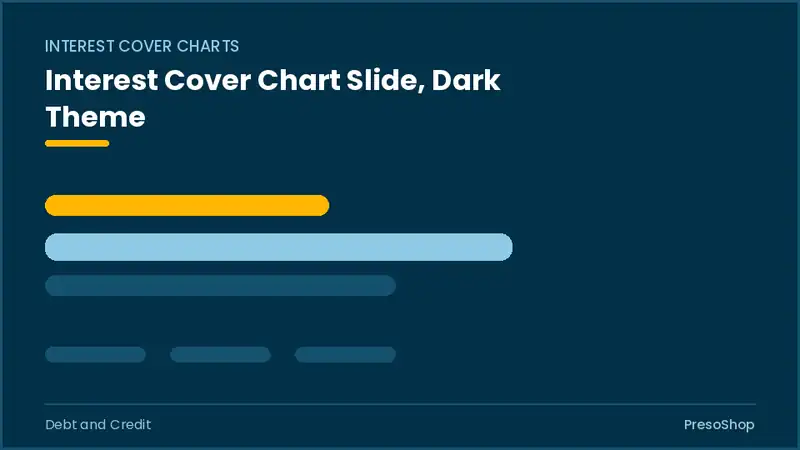 Editable PowerPoint interest cover chart slide template in a dark theme, built from recolourable native shapes for debt and credit decks