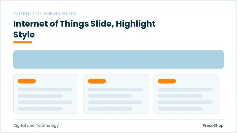 Editable PowerPoint internet of things slide template with an accented takeaway, built from recolourable native shapes for digital and technology decks