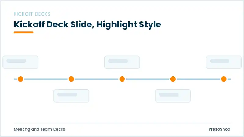 Editable PowerPoint kickoff deck slide template with an accented takeaway, built from recolourable native shapes for meeting and team decks decks