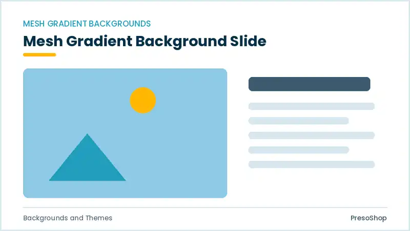 Editable PowerPoint mesh gradient background slide template, built from recolourable native shapes for backgrounds and themes decks