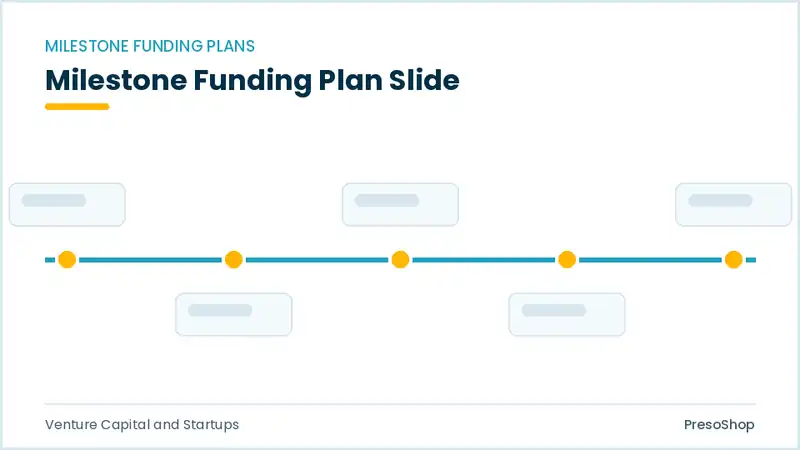 Editable PowerPoint milestone funding plan slide template, built from recolourable native shapes for venture capital and startups decks