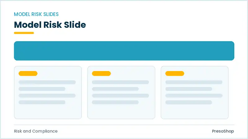 Editable PowerPoint model risk slide template, built from recolourable native shapes for risk and compliance decks