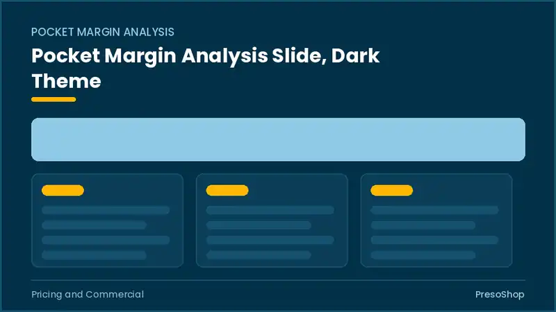 Editable PowerPoint pocket margin analysis slide template in a dark theme, built from recolourable native shapes for pricing and commercial decks