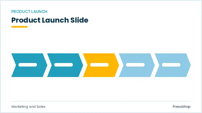 Editable PowerPoint product launch slide template, built from recolourable native shapes for marketing and sales decks
