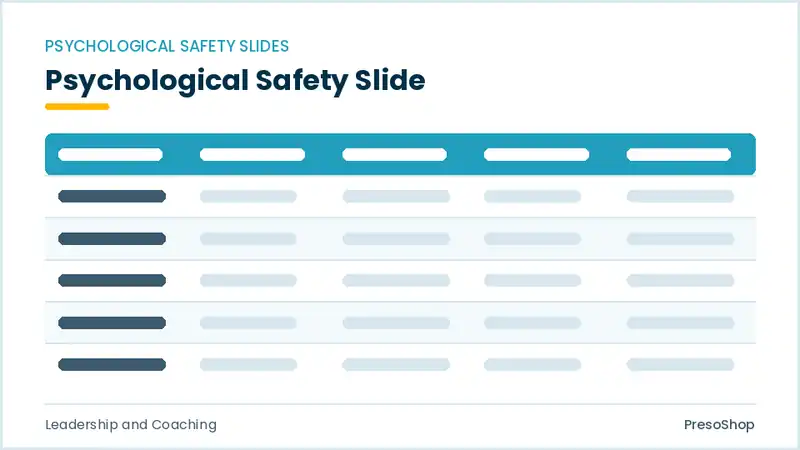 Editable PowerPoint psychological safety slide template, built from recolourable native shapes for leadership and coaching decks
