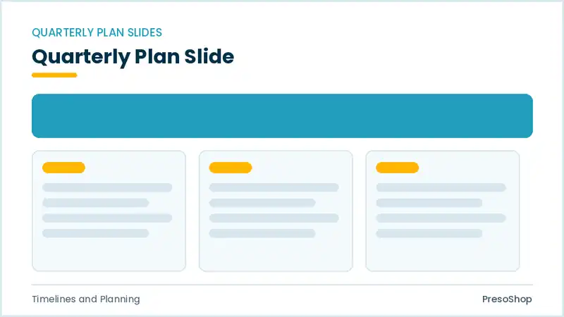 Editable PowerPoint quarterly plan slide template, built from recolourable native shapes for timelines and planning decks