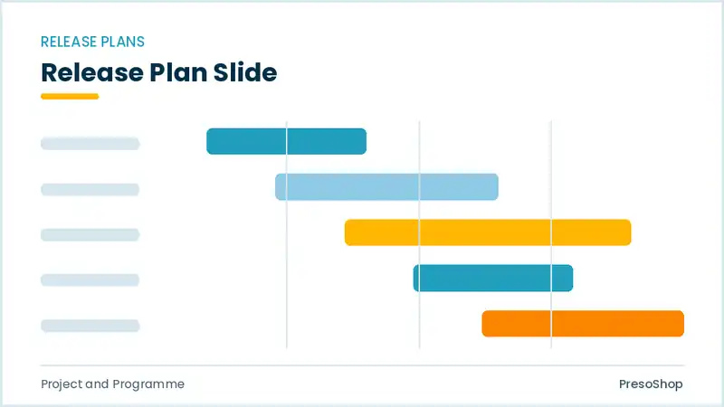 Editable PowerPoint release plan slide template, built from recolourable native shapes for project and programme decks