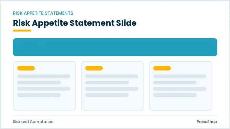 Editable PowerPoint risk appetite statement slide template, built from recolourable native shapes for risk and compliance decks