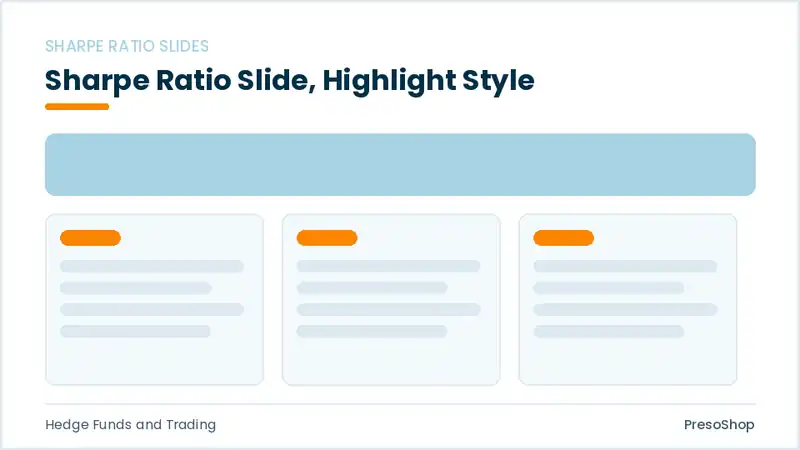 Editable PowerPoint sharpe ratio slide template with an accented takeaway, built from recolourable native shapes for hedge funds and trading decks