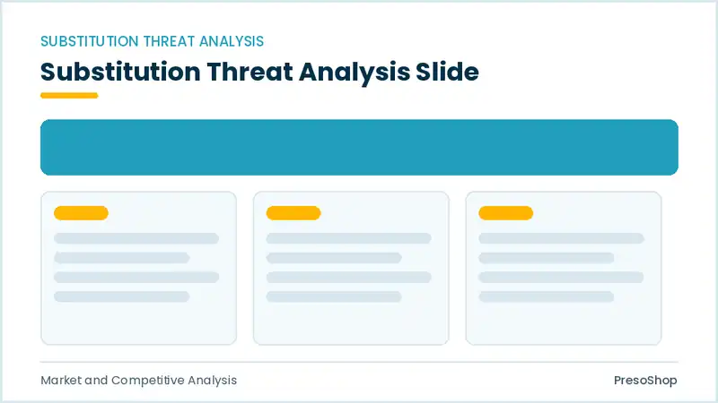 Editable PowerPoint substitution threat analysis slide template, built from recolourable native shapes for market and competitive analysis decks