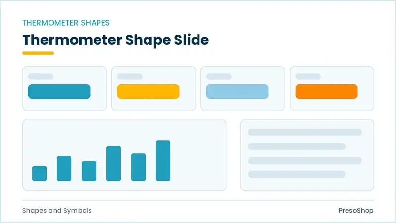 Editable PowerPoint thermometer shape slide template, built from recolourable native shapes for shapes and symbols decks