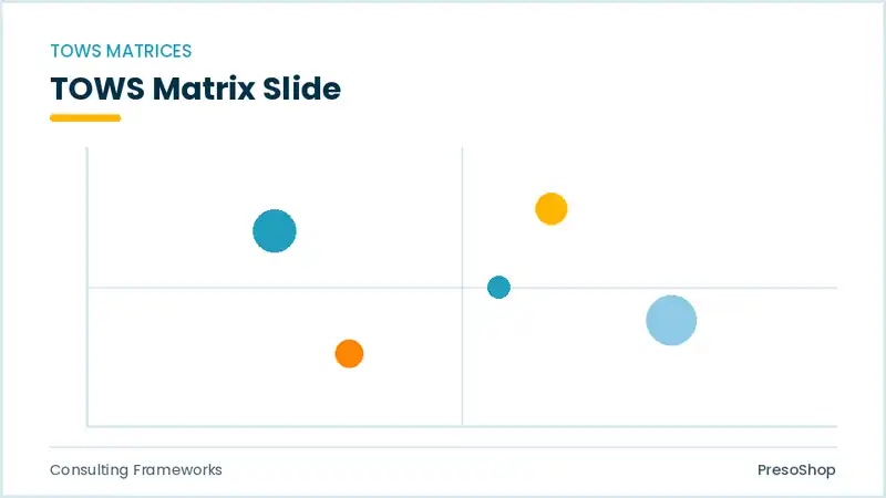 Editable PowerPoint tows matrix slide template, built from recolourable native shapes for consulting frameworks decks