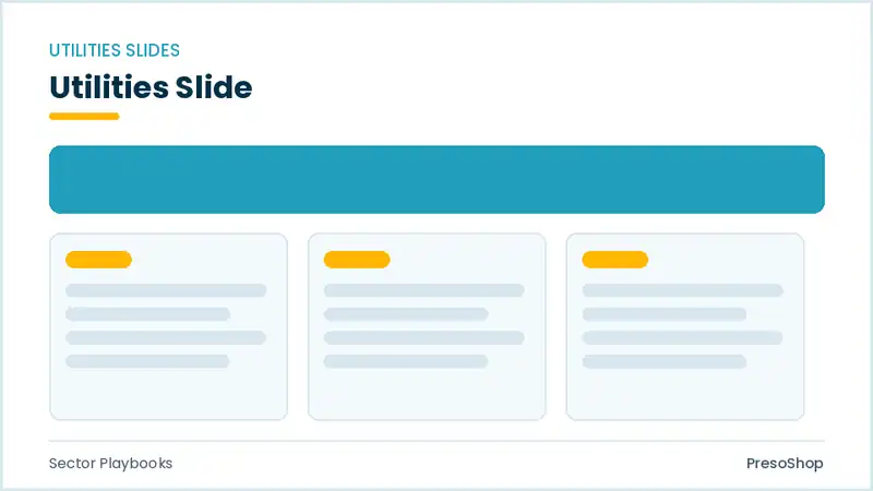 Editable PowerPoint utilities slide template, built from recolourable native shapes for sector playbooks decks