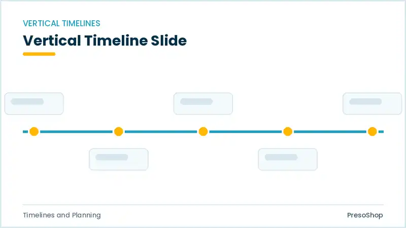 Editable PowerPoint vertical timeline slide template, built from recolourable native shapes for timelines and planning decks