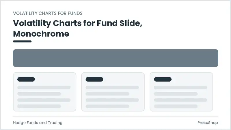 Editable PowerPoint volatility charts for fund slide template in a monochrome treatment, built from recolourable native shapes for hedge funds and trading decks