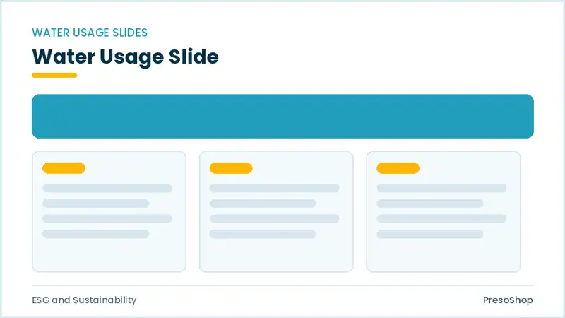 Editable PowerPoint water usage slide template, built from recolourable native shapes for esg and sustainability decks