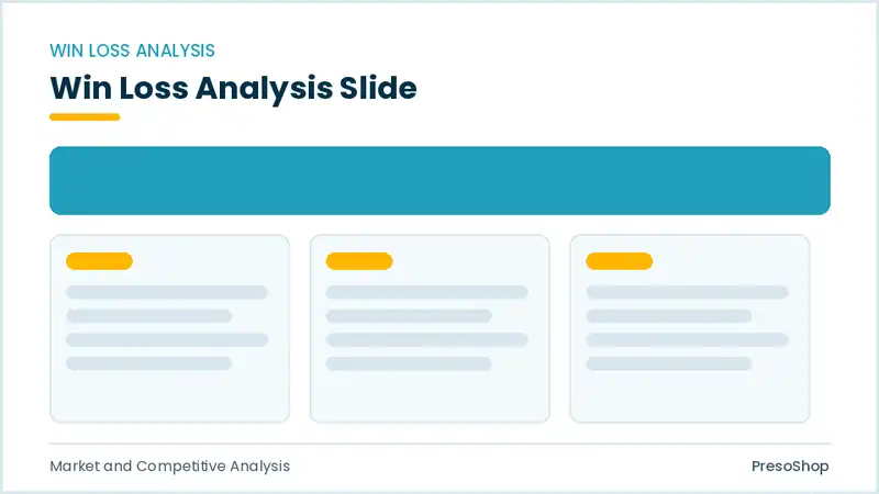 Editable PowerPoint win loss analysis slide template, built from recolourable native shapes for market and competitive analysis decks